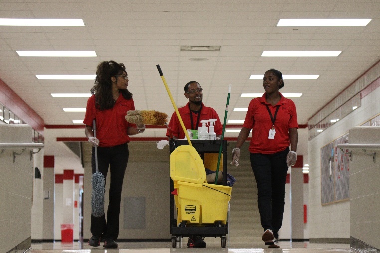 A sparkling floor doesn’t just happen. Service Management Systems employees make the difference.