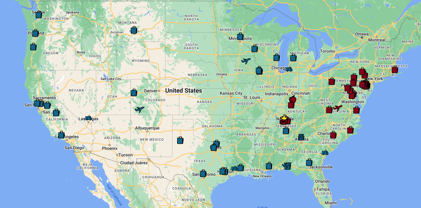 Service Management Systems facility service location map