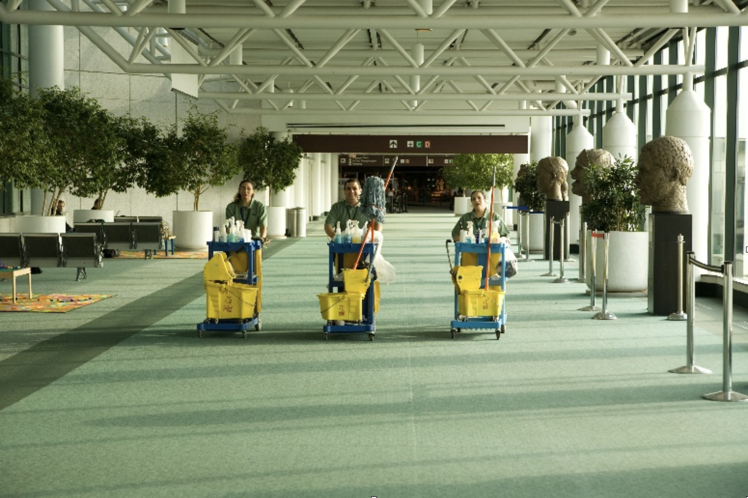 Conscientious janitors are key to a sparkling airport